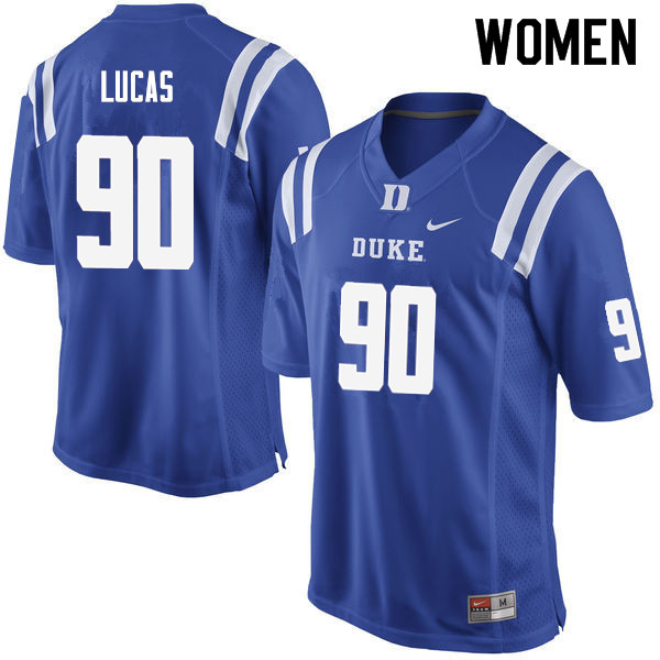 Women #90 Terrell Lucas Duke Blue Devils College Football Jerseys Sale-Blue - Click Image to Close